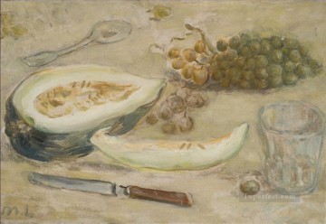 ロシア Painting - メロンとブドウのある静物画 ロシア語